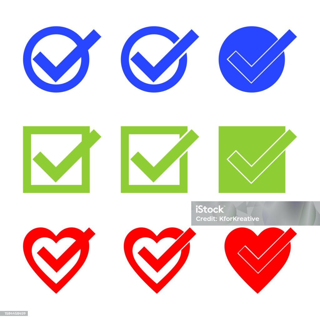 Multiple Different Type Check Marks Vector Illustration Stock ...