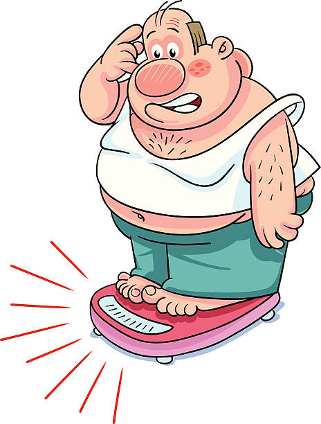 Fat man vector art illustration