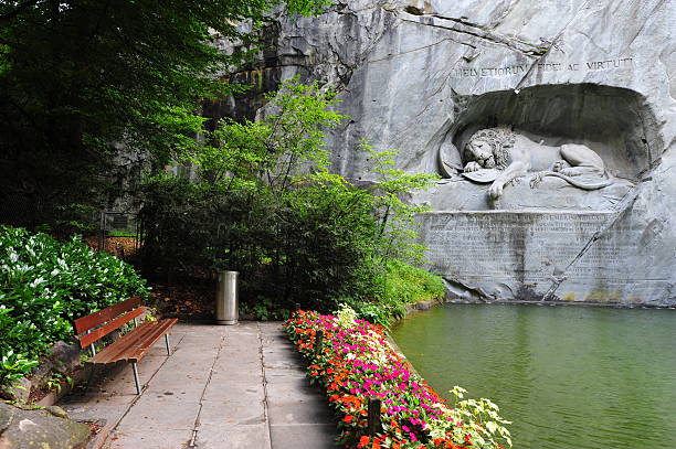 Lion Monument in Lucerne stock photo