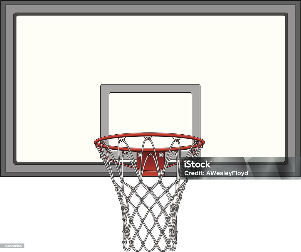 Basketball Net With Backboard Illustration of a complex basketball net including the basketball backboard. Basketball Hoop stock vector