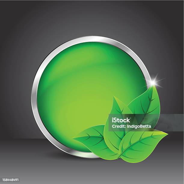 Green Glass Button With Leaves Stock Illustration - Download Image Now - Black Color, Border - Frame, Branch - Plant Part