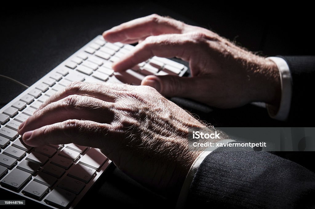 Men Working Keyboard Men Working Type On Computer Keyboard With Back Background Stock Photo ...