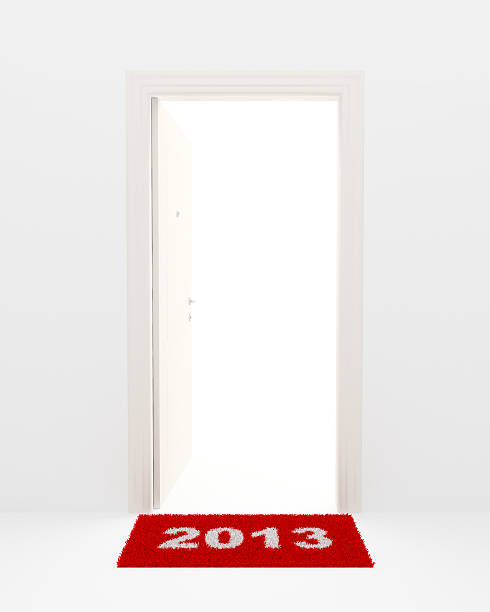 ilustração de ano novo - doormat door christmas holiday imagens e fotografias de stock