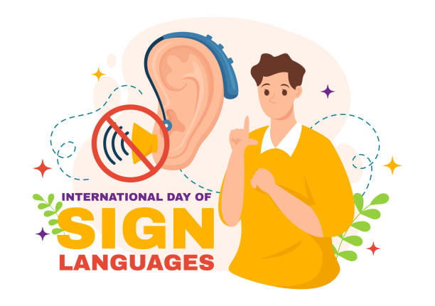 istock International Day of Sign Languages Vector Illustration with People Show Hand Gestures and Hearing Disability in Flat Cartoon Hand Drawn Templates 1584510698
