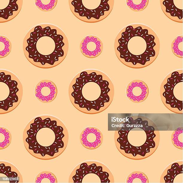 Donuts Sem Costura Padrão - Arte vetorial de stock e mais imagens de Abastecer - Abastecer, Assado no Forno, Bege