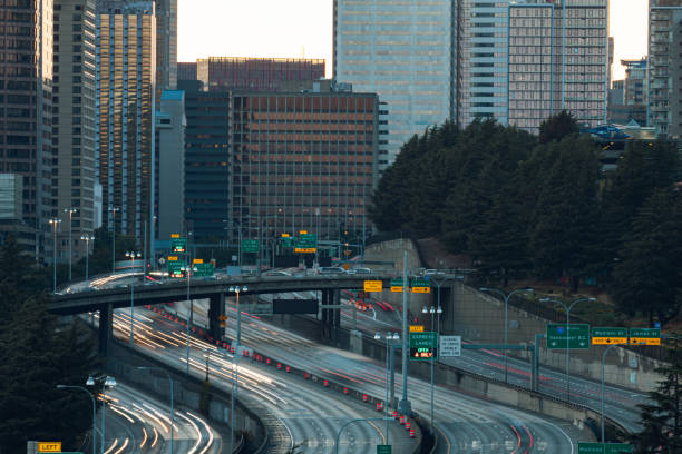 istock Downtown Seattle Washington City Infrastructure and Freeways with traffic 1584516693