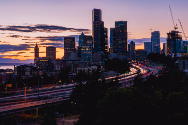 istock Downtown Seattle Washington City Infrastructure and Freeways with traffic 1584517771