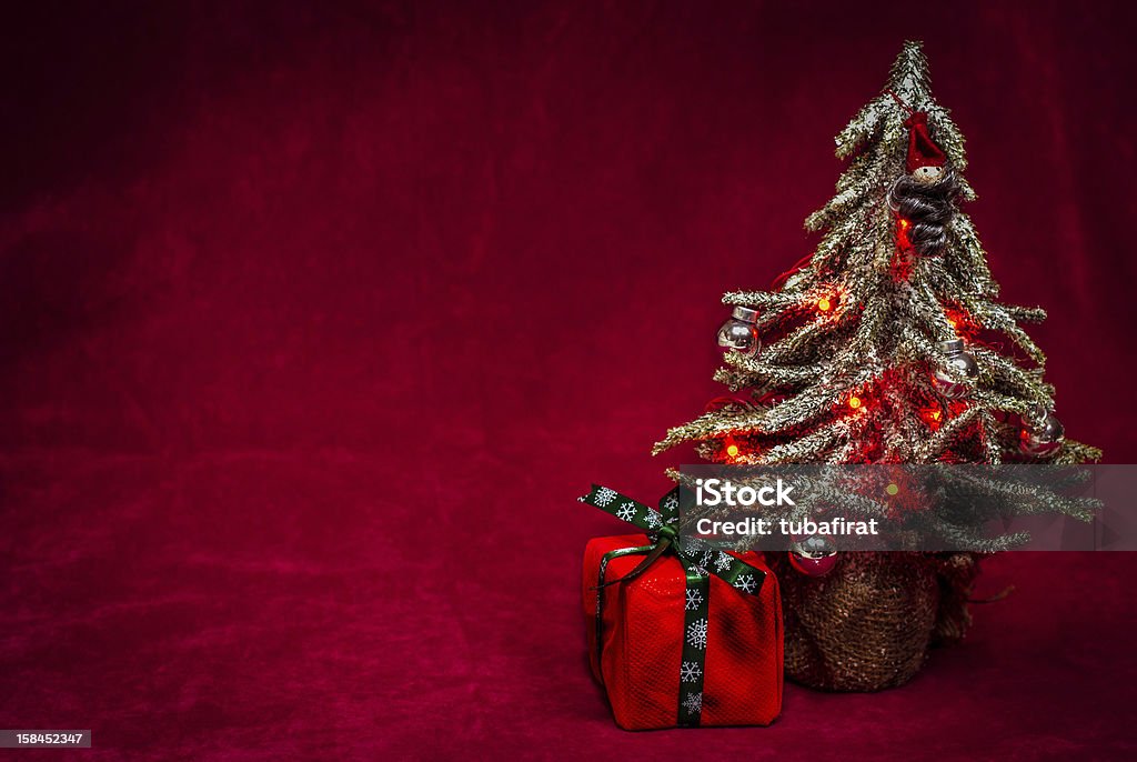 Christmas Tree Christmas Tree with velvet red background. Christmas Stock Photo