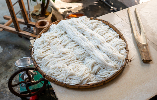 Soup noodles variety on outdoor Market in Jaffa, Israel.