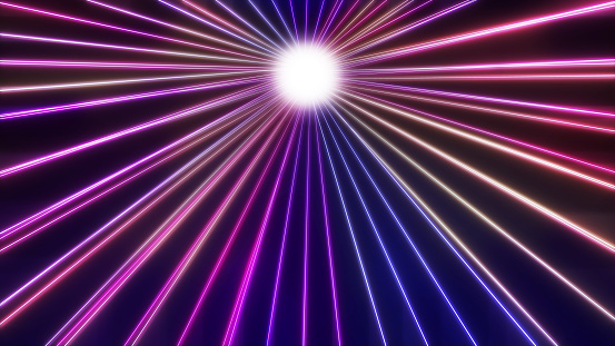 3d rendering pink and blue neon tunnel background.
