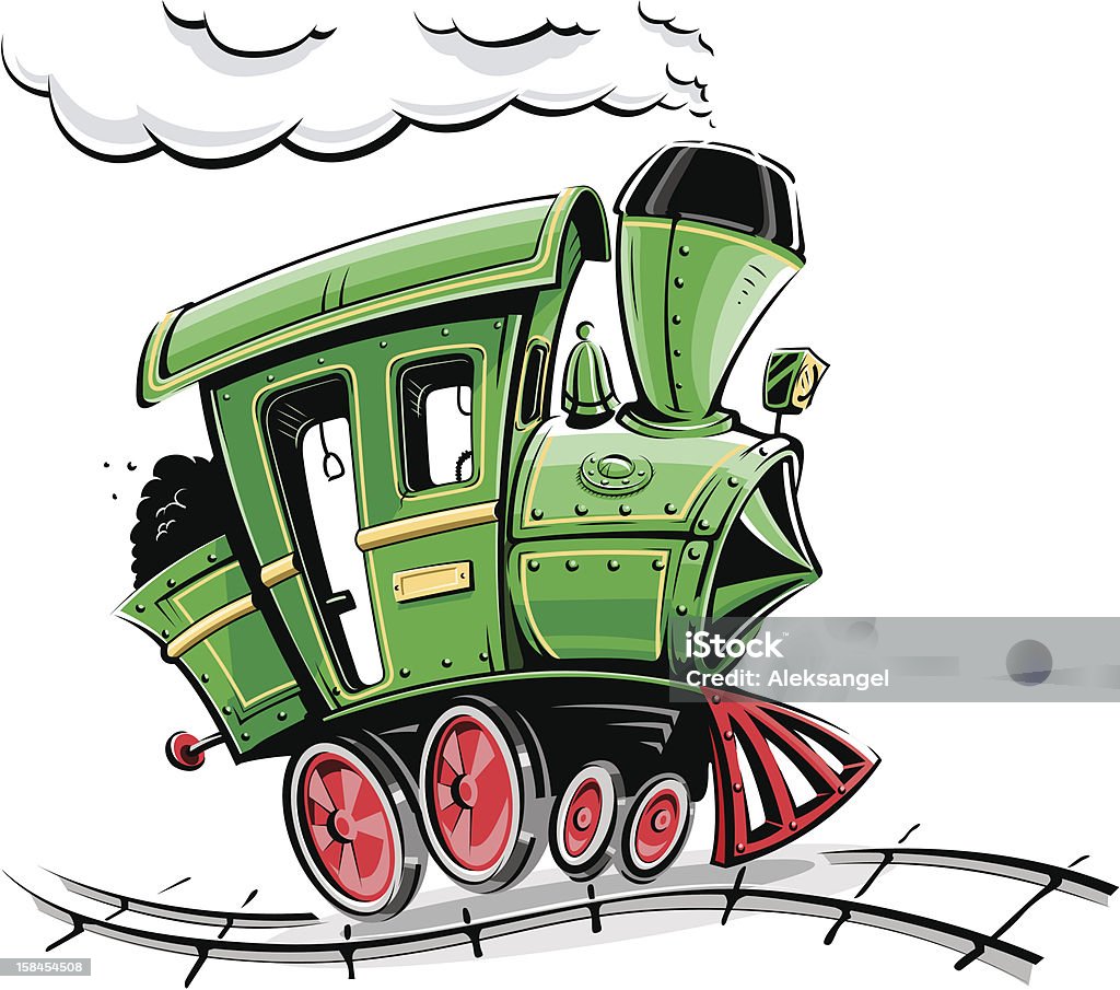 green retro cartoon locomotive green retro cartoon locomotive vector illustration isolated on white background Train - Vehicle stock vector