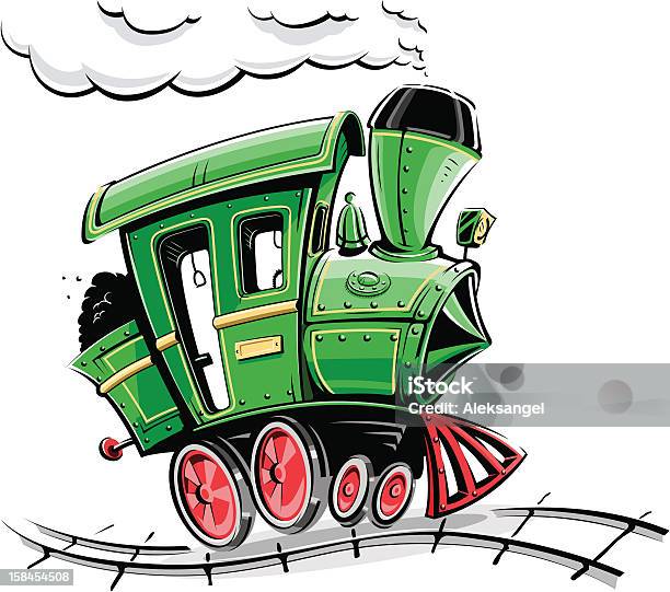 Green Retro Cartoon Locomotive Stock Illustration - Download Image Now - Train - Vehicle, Activity, Classical Style