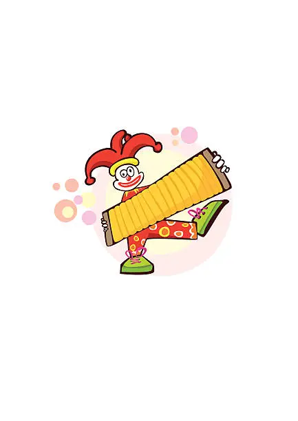 Vector illustration of Clown and Accordion