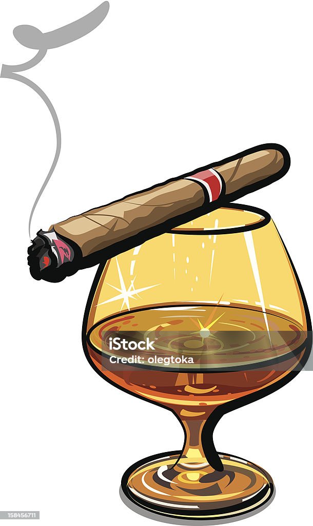 Коньяк и сигары - Векторная графика Сигара роялти-фри