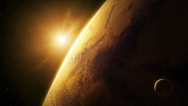 istock Planet Mars close-up with sunrise in space 158456999
