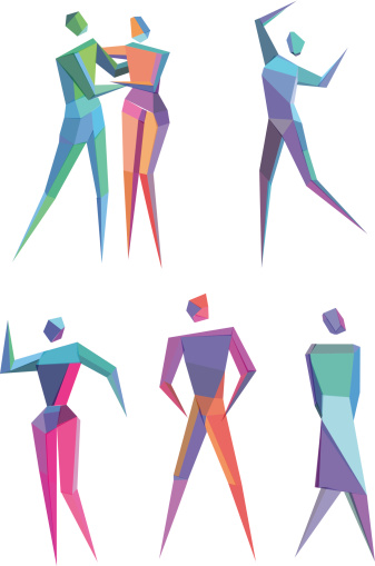 Vector Illustration of Colorful Polygonal People with transparency in eps10
