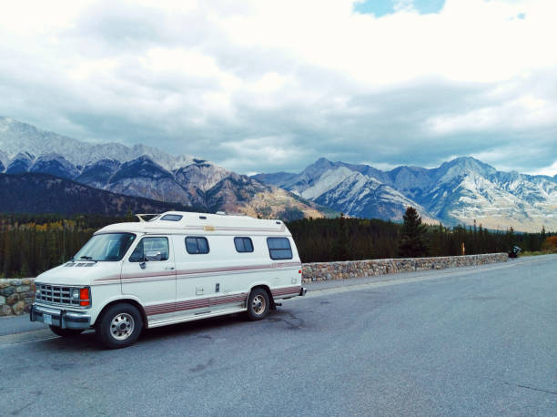 istock Road trip adventure Banff national park, Alberta, Canada. 1584571929