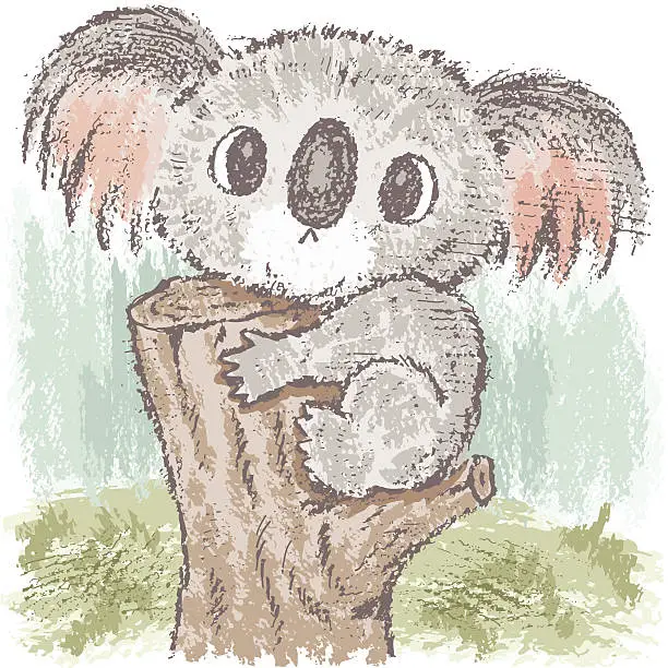 Vector illustration of Koala bear on tree