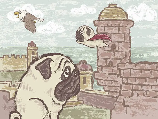 Vector illustration of Pug and Eagle