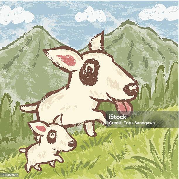 Bullterriers Who Climb A Mountain Stock Illustration - Download Image Now - Animal, Animal Themes, Bull Terrier