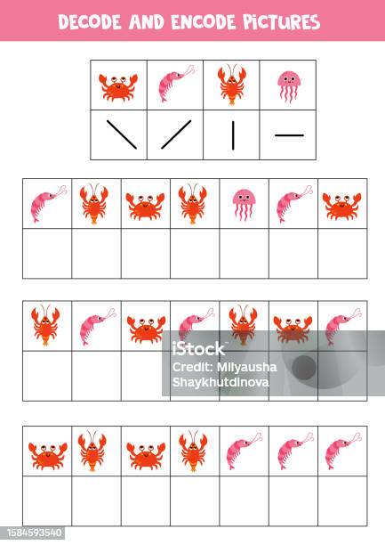 Decoding Imagebsymbol Decode And Encode Pictures Write The Symbols Under Cute Sea Animals ...