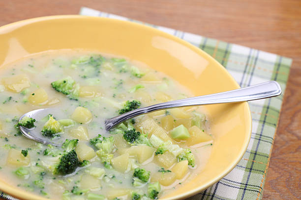 Broccoli soup with potatoes stock photo