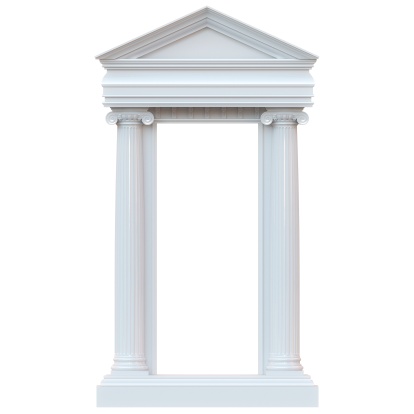 Marble columns isolated on white background