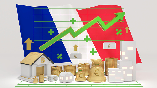 France, The country's economy is growing build wealth\neconomic growth ,business and investment,3d rendering