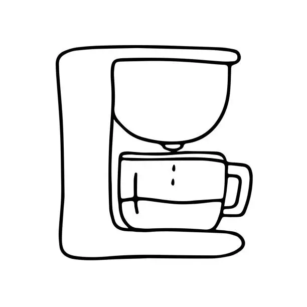 Vector illustration of Hand drawn vector illustration of a coffee maker.