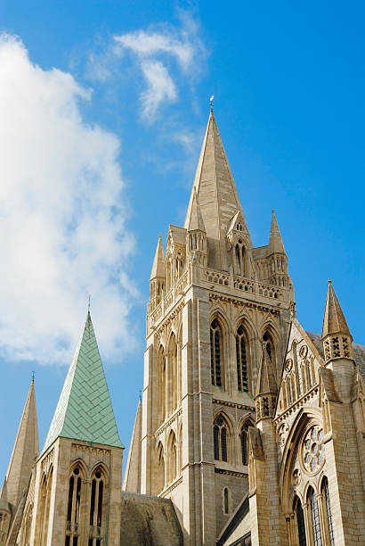 Truro Cathedral set agains a sunny blue sky. stock photo