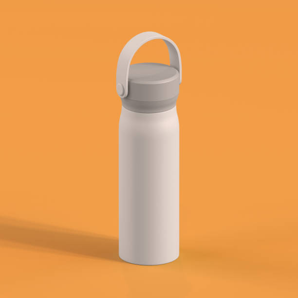 istock Monochrome Bottle on Orange Background, 3d Rendering 1584661488