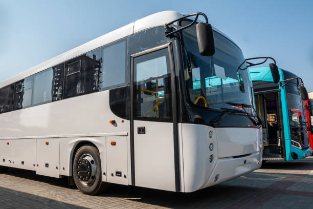 istock Modern city buses at the parking lot 1584672485