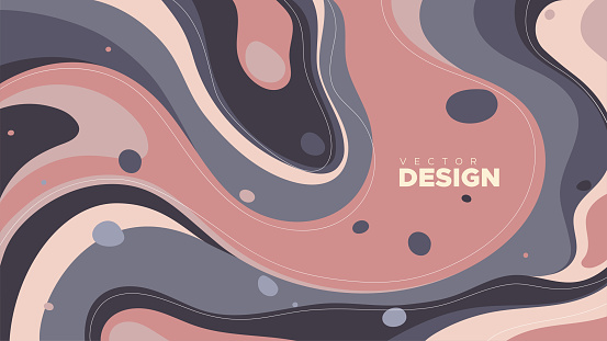 Abstract vintage background with hand drawn smooth shapes, lines and spots. Trendy simple banner design. Organic vector illustration