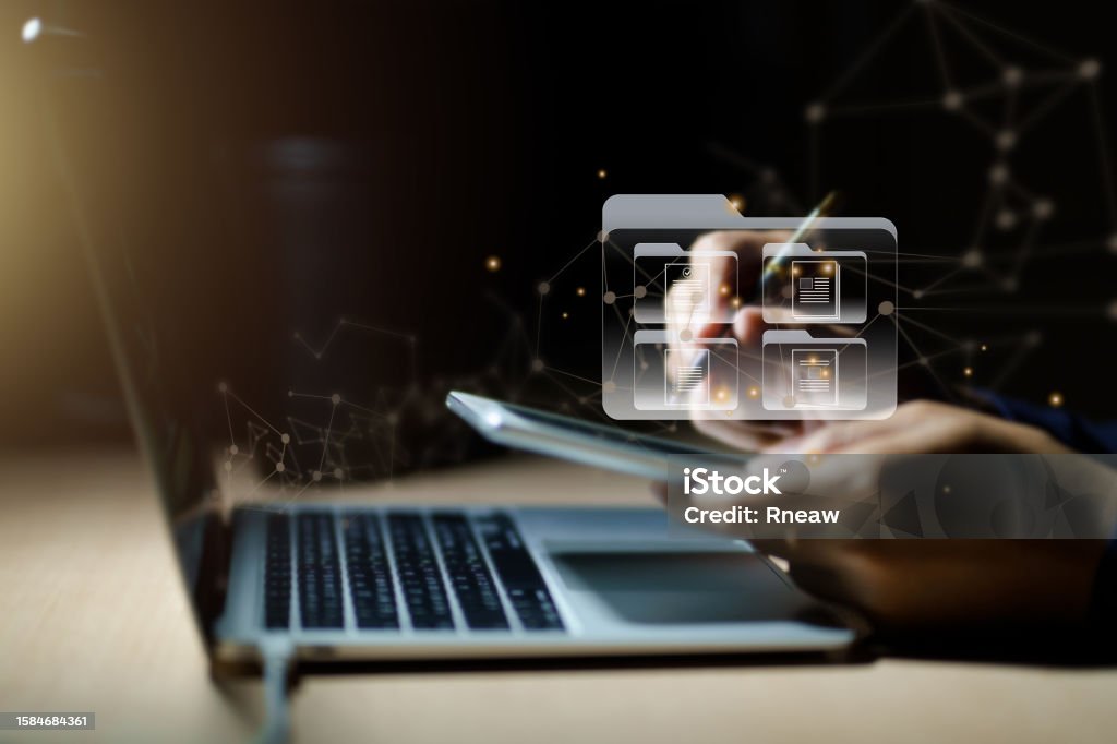 Document Rest For Using Computer Businessman Using Computer For Document Management System And Online ...