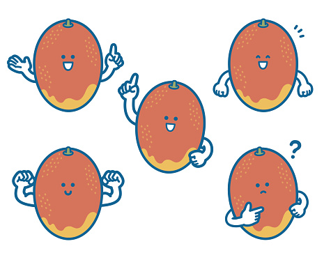 Humanized Mango Illustration Of Mango Character Pose Set Stock Illustration - Download ...