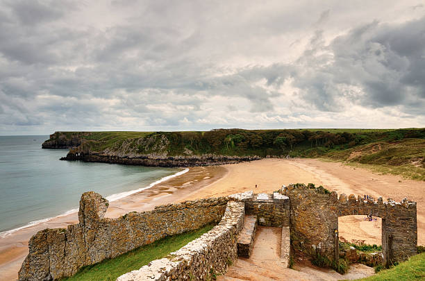 istock Sandy beach at Barafundle Bay, Pembrokeshire. 158469755