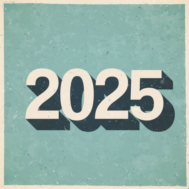istock 2025 - Two thousand twenty-five. Icon in retro vintage style - Old textured paper 1584711992