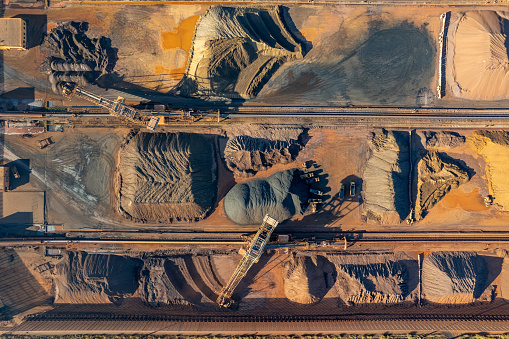 Vertical aerial photograph of mineral raw material port