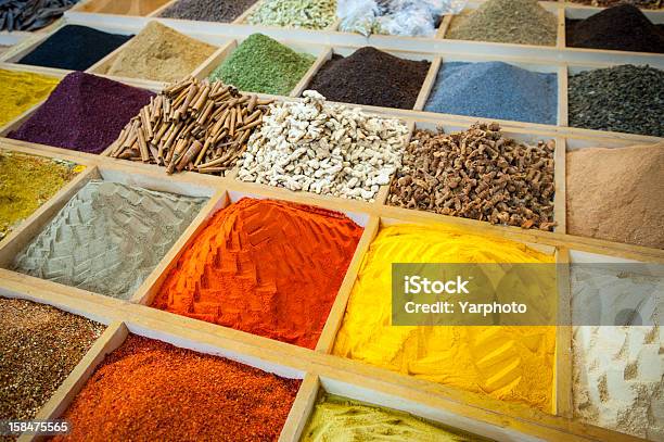 Egyptian Spice Market Stock Photo - Download Image Now - Bazaar Market, Canella, Chilli Powder