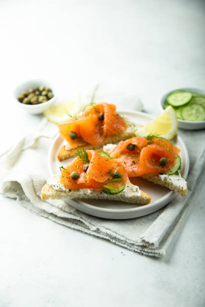 istock Smoked salmon on toast 1584758029