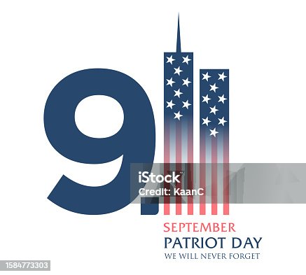 istock Patriot Day Vector illustration, 911 Remembrance, USA flag. We will never forget. Vector stock illustration 1584773303