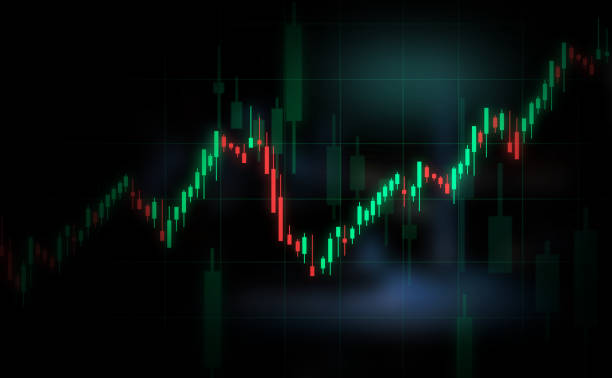 grafico a candele a linee al rialzo. diagrammi finanziari - candlestick holder chart forex graph foto e immagini stock