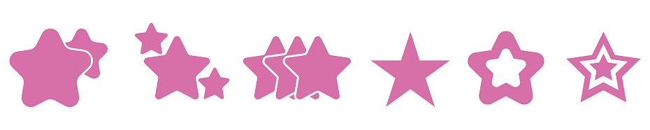Cool Retro Stars Stickers vector set minimalistic Stars