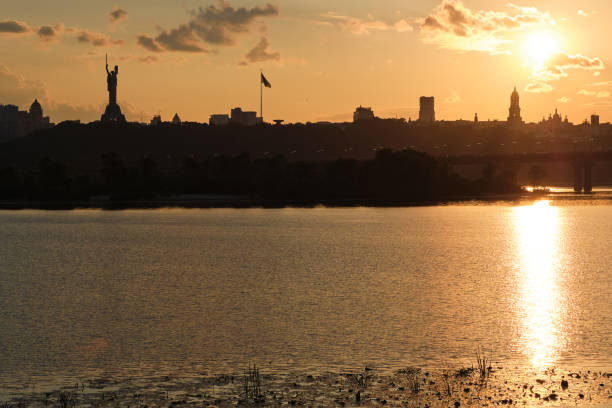 istock Cityscape in Kyiv at sunset. 1584824064