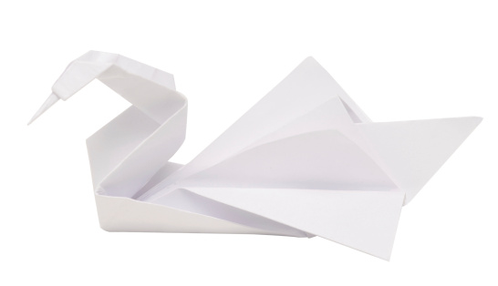 origami swan isolated on white background