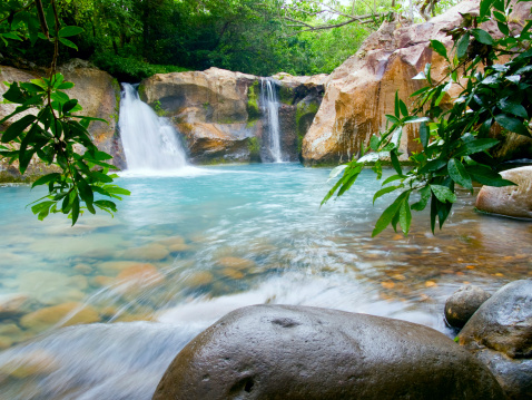 Scenic view of refreshing  Kuang Si waterfall in the jungles