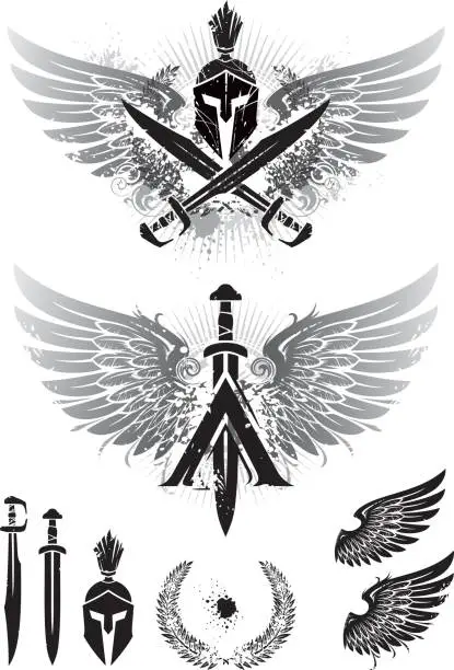 Vector illustration of wings of Sparta