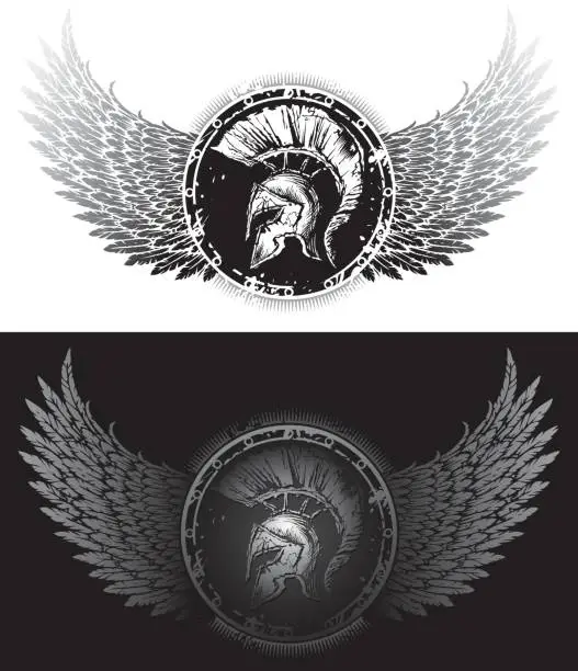 Vector illustration of wings shield