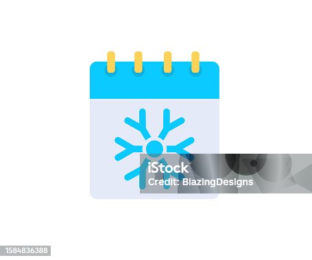 istock Calendar winter. Snowflake. Winter. Day, date. icon, sticker, element vector design and illustration. 1584836388