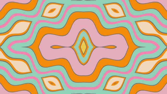 Abstract Pastel Retro Flat Geometric Symmetric Kaleidoscope Background